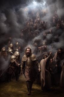 a photo of The Smoke People of legend, approaching the Chapel Perilous, led by Sir Galahad, high quality photo, highly detailed, studio lighting, fine-art photography, tack sharp, HD -s70 -b1 -W512 -H768 -C10.0 -S4141666881